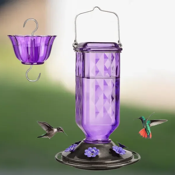 24oz Leak Proof Glass Hummingbird Feeder 2