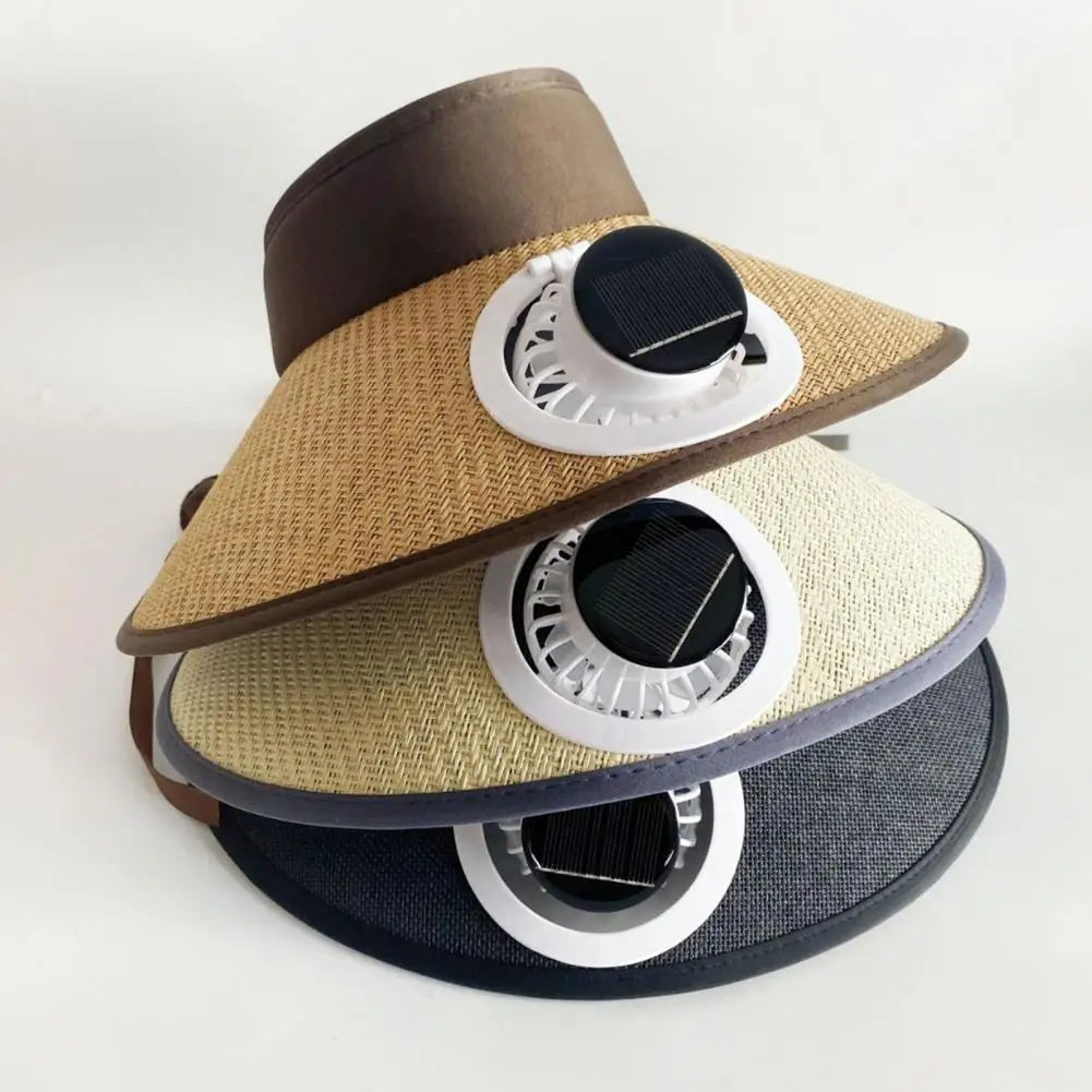 Wide Brim Sun Hat with Solar Powered Fan 0